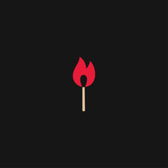 Burning match logo Icon flat vector design