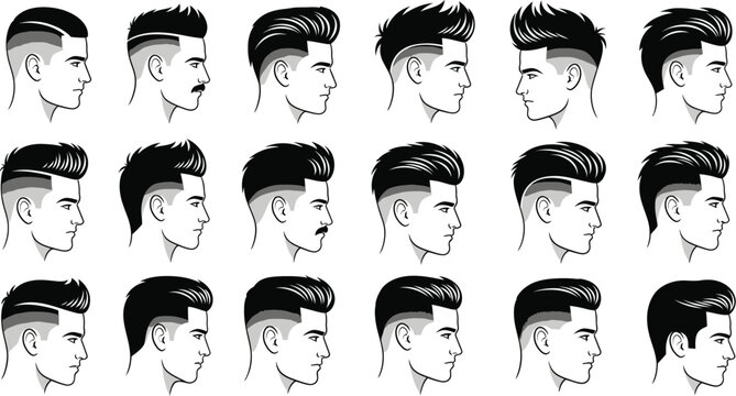Diverse Collection of Stylish Male Fade Haircuts and Grooming Choices