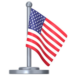 The American flag on a small pedestal 3D Icon Illustration. Low Poly Style