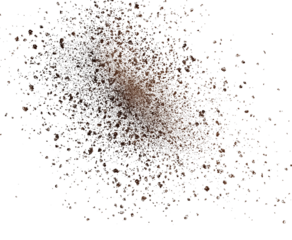 Brown and White Granules Explosion isolated on a transparent background