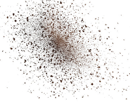 Brown and White Granules Explosion isolated on a transparent background