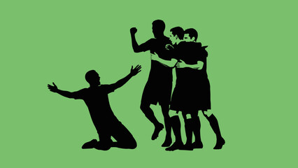 Happy family silhouette of dancing people in black vector illustration