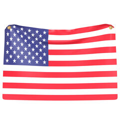 Wide and wavy American flag 3D Icon Illustration. Low Poly Style