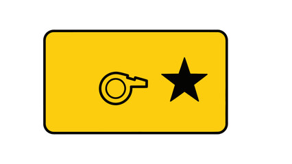 Whistle and Star Emblem: A bold, graphic representation of authority, featuring a whistle and a star, set against a vibrant yellow backdrop, symbolizing guidance and recognition.
