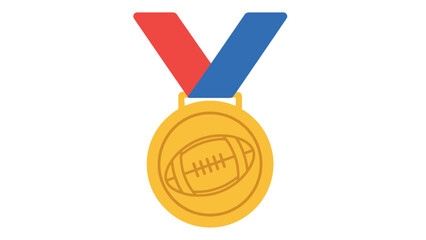 Golden Medal of Victory: Depicts a golden medal adorned with a football emblem, elegantly suspended by a vibrant red and blue ribbon, symbolizing triumph and the spirit of competition.