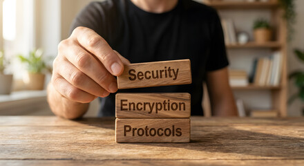 Secure Data Protection with Wooden Blocks Representing Security Encryption Protocols