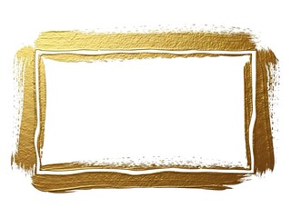 Elegant golden brush stroke frame with a textured gold border on a white background