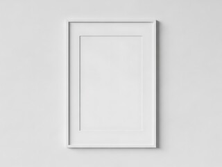 Modern white rectangular picture frame with a pristine mat board showcased on a clean wall.