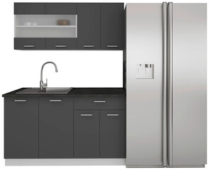 Modern luxury kitchen interior in minimal scandinavian style, 3d render