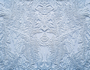 Ultra Detailed Macro View of Delicate White Frost Crystals Forming Feather-Like Ice Textures in a Minimalist Winter Background