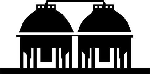 silhouette of a factory with tanks
