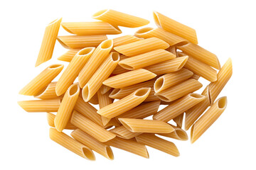 Penne pasta pile isolated on white background