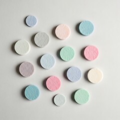 Obraz premium Assorted pastel circles arrangement on plain background, minimalistic composition