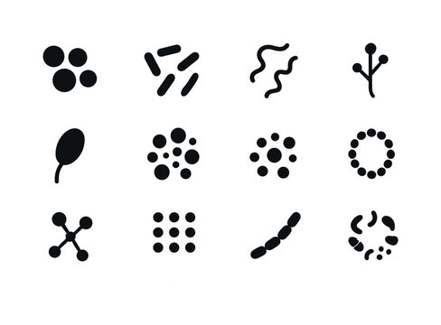 Microbial Diversity Icons. Microbial Diversity. Solid icon set o