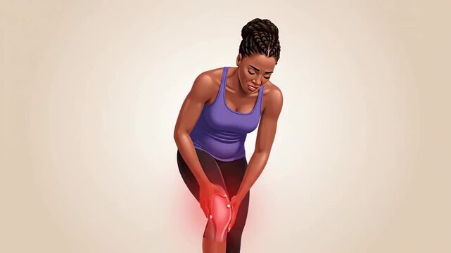 Woman Experiencing Knee Pain and Discomfort During Physical Activity Demonstration