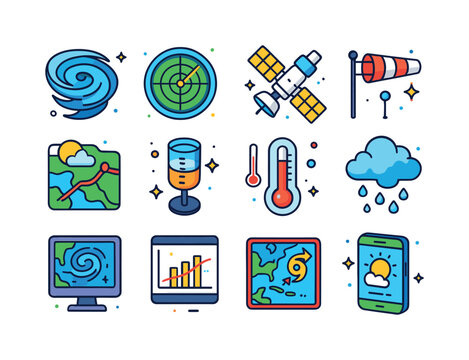 Weather Icons Set. Weather Forecasting. Colorful isometric vecto