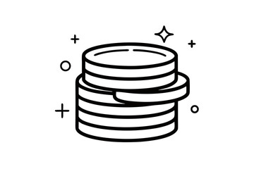 coin stack thin line coins icon