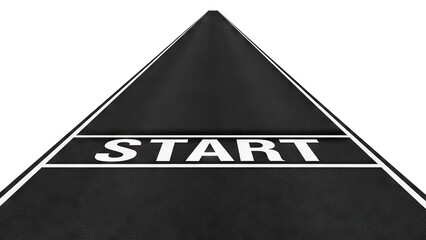 A road extends to the horizon marked with START suggesting a journey or beginning