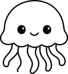 Cute Jellyfish Coloring Page Line Art