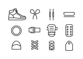 Fototapeta premium Streetwear Sneaker Icons. Streetwear Footwear. Line icon set of