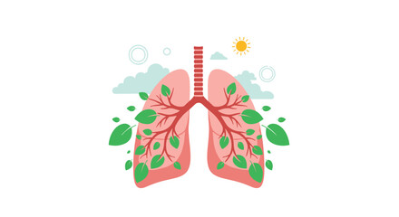 Fototapeta premium Symbolic representation of healthy lungs as a vibrant tree with green leaves, conceptualizing the importance of clean air for respiratory health.