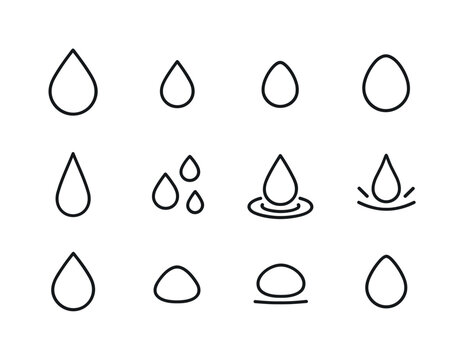 Droplet Icon Set. Droplets. Line icon set of Droplets: large dro