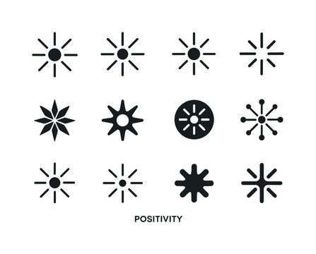 Positive Icon Variations. Positivity. Icon set. Set Logo of posi