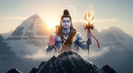 Shiva on Kailash Peak. Majestic Calm 4K Wallpaper.