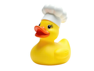 A playful rubber duck dressed as a chef, ready for some fun in the kitchen