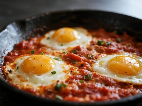 European cuisine dishes. Eggs in Purgatory Italy