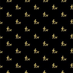Guide dog seamless pattern isolated on black  background