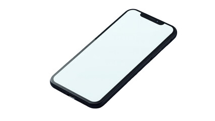 A close-up view of a cell phone on a white background