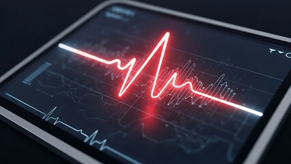 Close up of a digital ECG heart monitor display