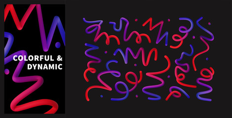 Abstract Colorful Gradient Lines on a Dark Background for Artwork