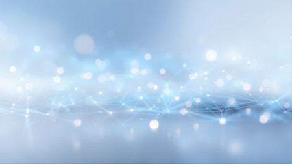 青い光の点と線がつながる抽象的なテクノロジーネットワークの背景