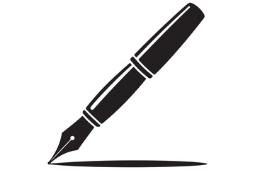 Black silhouette fountain pen icon on white background

