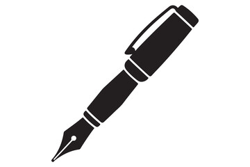 Black silhouette fountain pen icon on white background
