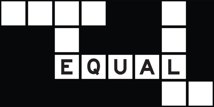 Alphabet letter in word equal on crossword puzzle background