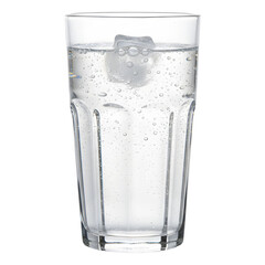 Clear Glass Filled With Sparkling Water And Ice Cubes Studio Shot Transparent Background