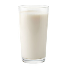 Clear Glass Filled With White Milk And Frothy Top Isolated On White Background