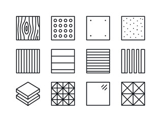 Architectural Icon Grid. Architectural Panels. Line icon set of