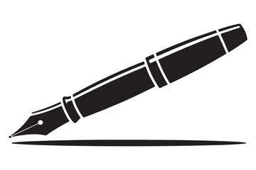 Black silhouette fountain pen icon on white background
