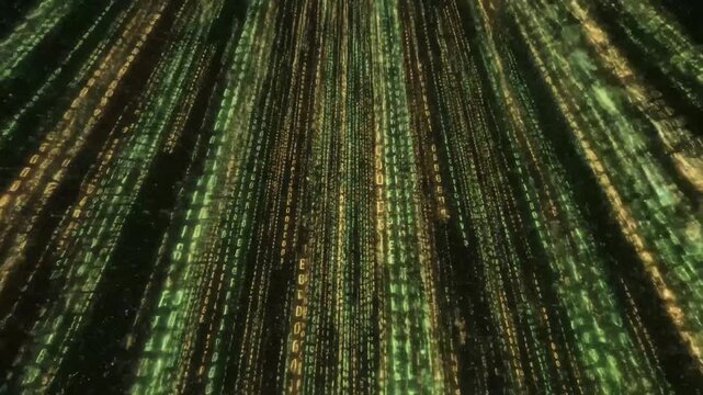 Digital matrix rain reveals the word recycle