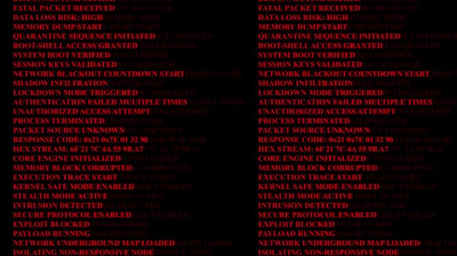 Red Digital Computer Code With System Alerts And Network Status image photo