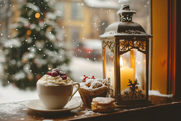 Snow-Kissed European Holiday Caf&eacute; Atmosphere