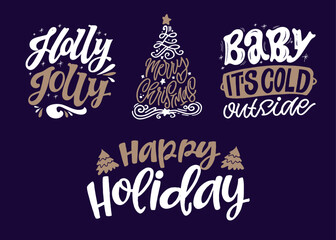 Hello 2026. Merry Christmas and Happy New 2026 Year - cute hand drawn doodle lettering postcard.  Holly Jolly, Tis the season.