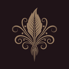 Elegant Floral Ornament with Leaf Motif.