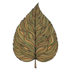 Intricate Leaf Pattern with Wavy Lines and Earthy Tones.