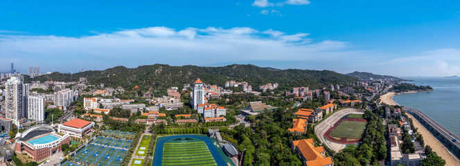 Aerial View of University Campus by the Sea