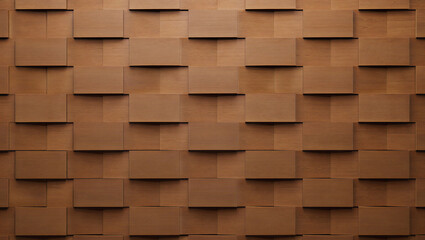 Brown woven textured wall or floor made of interlocking rectangular panels